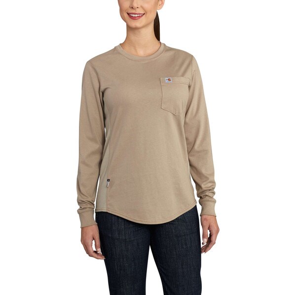 Carhartt Women's FR Force Long Sleeve Shirt in khaki